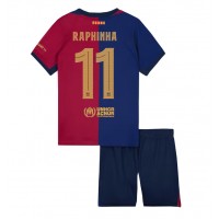 Camiseta Barcelona Raphinha Belloli #11 Primera Equipación para niños 2024-25 manga corta (+ pantalones cortos)